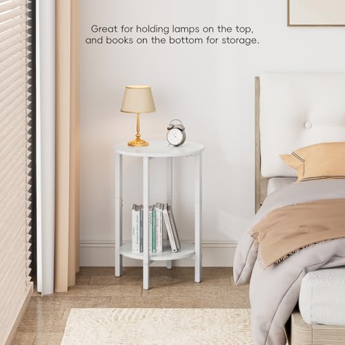 Side Table, Small Round End Table, Set of 2 Half Round Side Table Half Moon Tables, Circle Table Small Round Coffee Table for Living Room, Thin Accent Sofa Table Narrow Entryway Tables, White - color: White