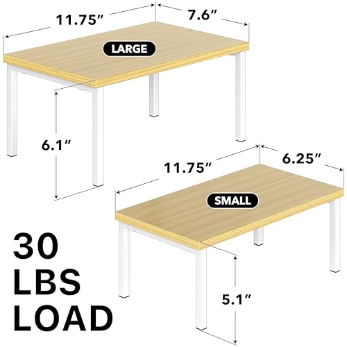 Simple Houseware Stackable Cabinet Counter Shelf Wooden Surface, Oak | Expandable Organizer 7.6" D x 11.75" W x 6.1" H - color: Oak