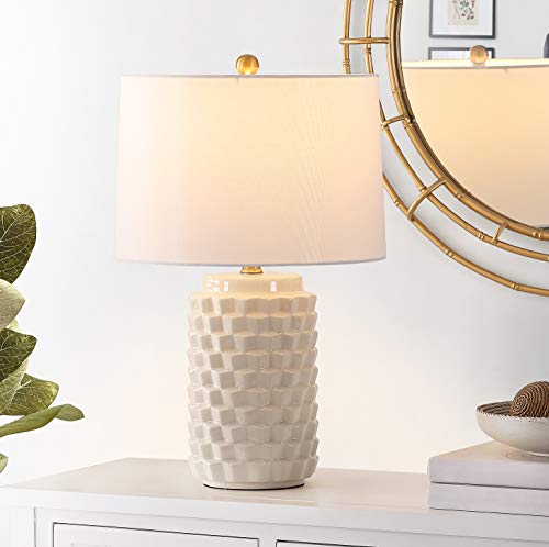 SAFAVIEH Lighting Collection Weldon Modern Contemporary Ivory Ceramic 23-inch Bedroom Living Room Home Office Desk Nightstand Table Lamp (LED Bulb Included) - color: Ivory