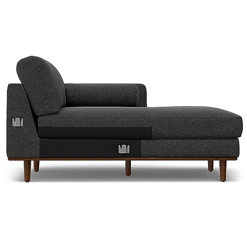 SIMPLIHOME Morrison Sofa and Ottoman 2-Piece Set in Charcoal Grey - color: Charcoal Grey, style: Right Sectional Sofa
