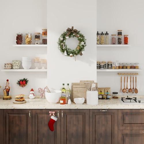 Fun Memories Floating Shelves for Wall, 30" Rustic Wood Deep Wall Mounted Shelves with Invisible Brackets for Decor & Storage, Floating Shelf for Living Room, Bathroom (White, Set of 2) - color: White, size: 30"W x 6.5"D, 2Packs