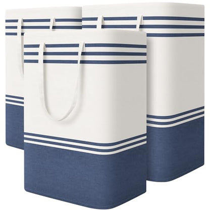 TranquilRelax 3-Pack Laundry Basket, Laundry Hamper, Blue-75L | Freestanding＆Water-Resistant Laundry Hamper, Collapsible Tall Clothes Hamper with Carry Handles for Clothes, Laundry Basket - color: Blue, size: 75L