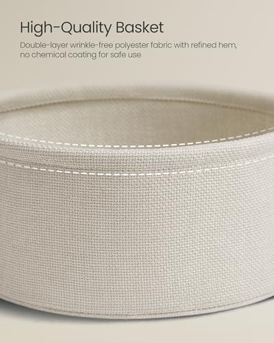 VASAGLE LILEA Collection - Side Table with Charging Station, Round End Table with Fabric Basket, Nightstand with USB Ports, for Living Room, Bedroom, Modern, Cream White ULET228N01 - color: Cream White