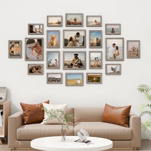 Vittanly 20 Pack Picture Frames Collage Wall Decor, Dark Grey | Gallery Wall Frame Set for Wall or Tabletop Display, Multi Sizes Picture Frame Set: 4pcs 8x10, 8pcs 5x7, 8pcs 4x6, MDF Wood - color: Dark Grey