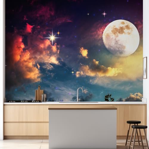 wall26 Wall Sticker/Wall Mural Pastel Galaxy Sunset Space & Astronomy Fantasy & Sci-Fi, Not Peel and Stick, Non-Woven Wallpaper Decorative for Bedroom, Living Room, Office - 48x72 inches - color: C09-2206-fo01, size: 48"x72" Premium Non-woven