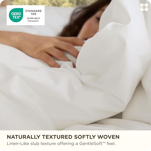 Bedsure PureWoven 100% Cotton Slub Weave Duvet Cover Set, Twin Size, 2-PC | Luxury Linen-Like Textured Bedding Set, Double-Stitched, Easy to Change with Zipper Closure, Slub Coconut White, 68" x 90" - color: 30 - Slub Coconut White (No Comforter), size: T