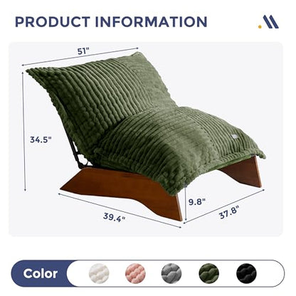 MAXYOYO Adjustable Living Room Chair, 3-Position Bean Bag Chair with Frame | Upholstered Accent Chair with Frame, Removable Cushion, Soft Reclining Lounge for Bedroom, Apartment, Office, Green - color: Striped Cross Green