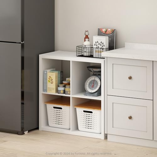 Furinno HERMITE Kitchen Island, 4-Cube Coffee Bar, Extra Thick Kitchen Storage, Bakers Rack, for Pantry Organizers and Storage, Kitchen Organization, White - color: White, size: 4-Cube Extra Thick