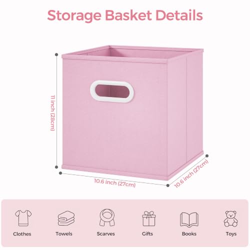 Stero Fabric Storage Cubes Bins, 11 inch Fun Colored Foldable Storage Baskets with Dual Plastic Handle for Home, Kids Room, Closet and Toys Organization, Multi Colored, Set of 6 - size: 11 IN