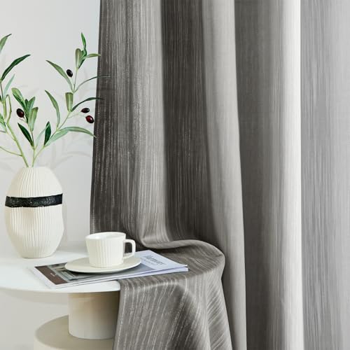 MIULEE Grey and Greyish White Ombre Blackout Curtains 52Wx54L Set of 2 | Full Room Darkening,Thermal Insulated,54 Inch Long,Grommet Drapes for Bedroom/Living Room,Modern Window Treatments - color: Grey and Greyish White, size: 52"W x 54"L (Pack of 2)