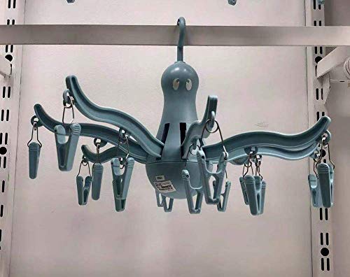PRESSA 8-Claw Octopus Hanging Dryer 16 Clothes pegs, Easy to fold and Place -Turquoise - color: Turquoise