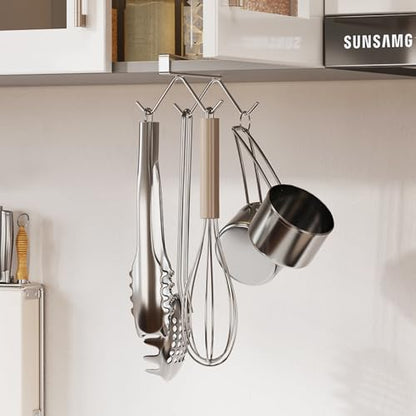 Stainless Steel Cabinet Hook Mug Holder Hanging Coffee Cup Rack for Kitchen Under Cabinets Hangers Organizer Utensil (Large) - size: Large