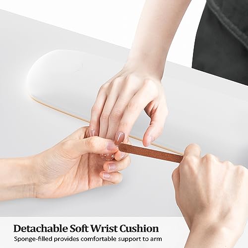 OmySalon Manicure Table Nail Desk w/Cabinet, Drawers, Wheels & Wrist Rest, Spa Salon Beauty Home Wooden Technician Workstation Nail Art Equipment for Nail Tech, White - color: White
