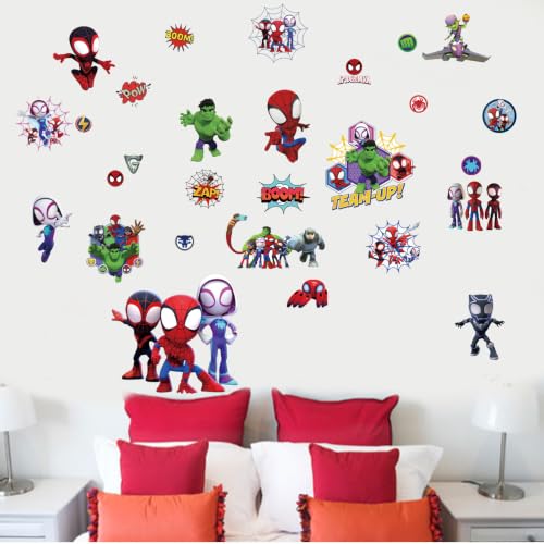 Superhero Wall Decals, Peel and Stick Removable Wall Stickers for Bedroom Party Decor, 80×30cm Comic Hero Wall Art Decorations