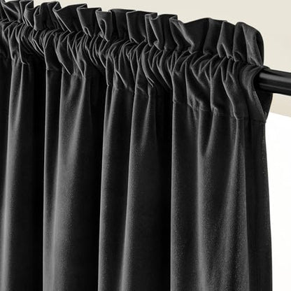 Blackout Black Velvet Curtains Rod Pocket 42×84 Inch 2 Panels | Soft Velvet, For Bedroom & Living Space, Light Shifting Texture, Elegant Drape, Classic - color: R | Black, size: 42"W x 84"L (Pack of 2)