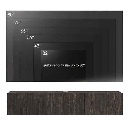 Atelier Mobili Black Floating TV Stand, TV Stand 65 Inch, Floating Entertainment Center for 80 inch TV, Black TV Cabinet, Floating TV Shelf Under TV, Media Console - color: Black
