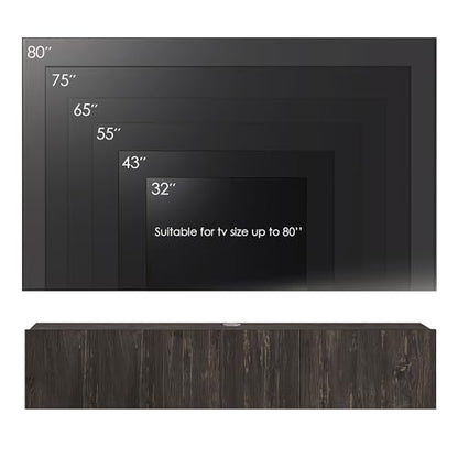 Atelier Mobili Black Floating TV Stand, TV Stand 65 Inch, Floating Entertainment Center for 80 inch TV, Black TV Cabinet, Floating TV Shelf Under TV, Media Console - color: Black