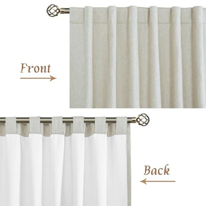 100% Blackout Linen Curtains for Bedroom 45 Inches 2 Panels, Stone | Linen Textured Thermal Window Drapes, Room Darkening, Privacy, Rod Pocket Back Tab Panels, with White Liner, 38 x 45 Inch - color: Stone, size: 38"W x 45"L (Pack of 2)