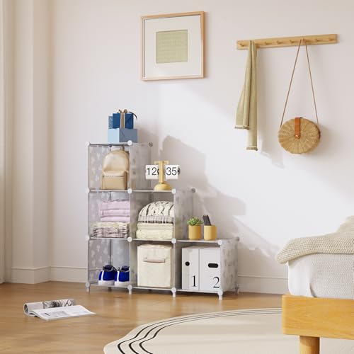 UNKU 6 Cube Storage Organizer, Closet Organizer Storage Shelf,Translucent | DIY Stackable Bookcase, Clothes Organizer Shelf for Closet, Bedroom, Living Room, Cabinet, Home, Office - color: Clear, size: 6cube