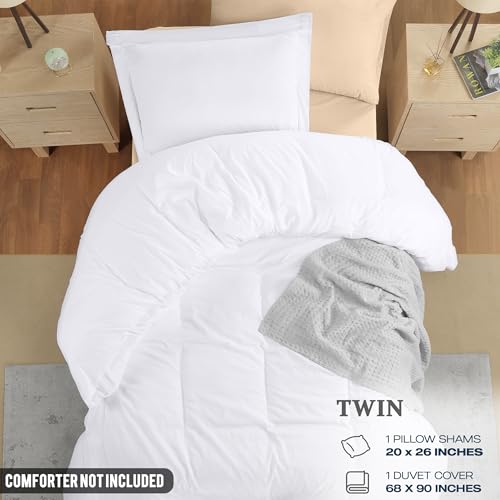 Duvet Cover Twin/Twin XL, 3 PC Cotton Like Polyester, Zipper Closure, White | Extra Soft and Breathable, Wrinkle & Fade Resistant, Includes Duvet Cover and 1 Pillow Sham, Comforter Not Included, OekoTex - color: White, size: Twin/Twin XL - Duvet Cover Set