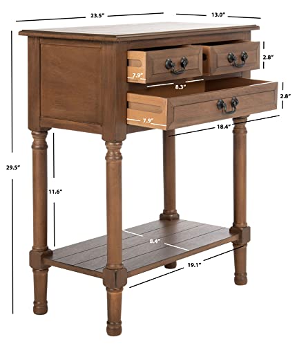 SAFAVIEH Furniture - Primrose 3-Drawer Console Table - Brown - Solid Wood - Farmhouse Classic Design - Ideal for Entryway, Living Room, Hallway, 23.5" W x 13" D x 29.5" H (CNS5707C) - color: Brown