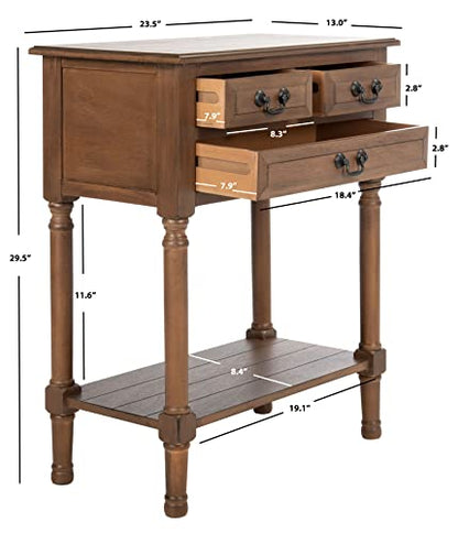 SAFAVIEH Furniture - Primrose 3-Drawer Console Table - Brown - Solid Wood - Farmhouse Classic Design - Ideal for Entryway, Living Room, Hallway, 23.5" W x 13" D x 29.5" H (CNS5707C) - color: Brown