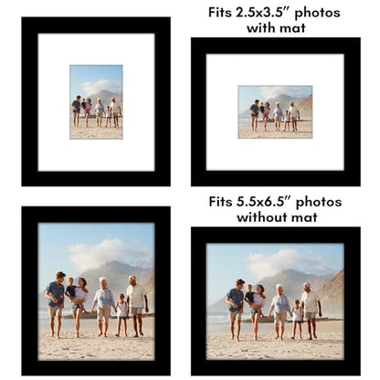 Americanflat 5.5x6.5 Picture Frame 2-Pack - Matted to 2.5x3.5 - Black | Slim Molding construction, Polished plexiglass front, wall or tabletop display with included easel, triangle hangers included - color: Black, size: 5.5x6.5