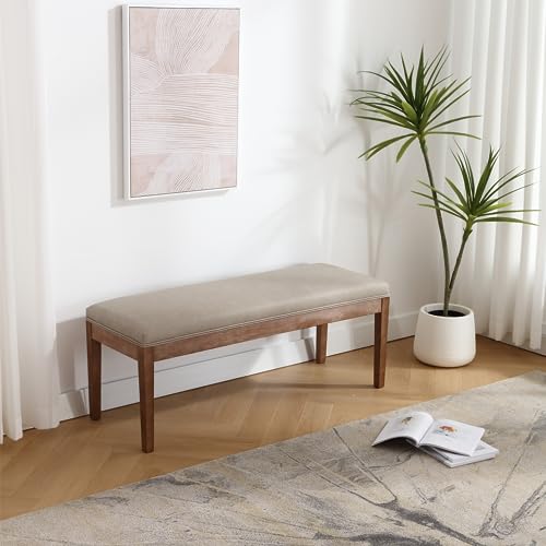 PU Leather Dining Bench Upholstered Entryway Bench Farmhouse Shoe Bench Seat Ottoman for Hallway Living Room Bedroom End of Bed Dining Room Kitchen, 45.5" Long, Gray - color: Pu Leather, Gray