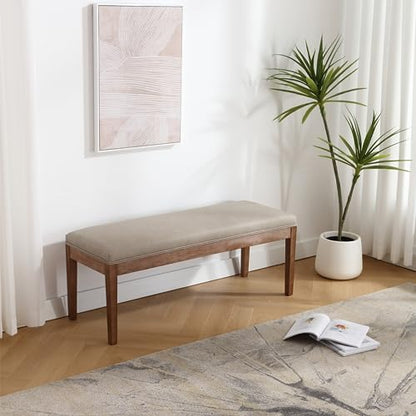 PU Leather Dining Bench Upholstered Entryway Bench Farmhouse Shoe Bench Seat Ottoman for Hallway Living Room Bedroom End of Bed Dining Room Kitchen, 45.5" Long, Gray - color: Pu Leather, Gray