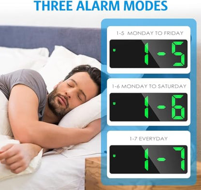 AMIR Digital Alarm Clock, Electronic Desk Clock with Temperature Display | Adjustable Brightness, 12/24H Display, Dual Power Option, Alarm Clock for Bedroom Home (Plug Not Included) - color: Green