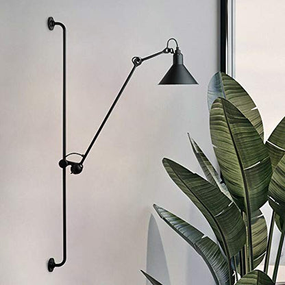 Vintage Industrial Swing Arm Wall Lamp Adjustable Black Rocker Wall Lamp Wall Mounted Reading Light Fixture for Indoor Bedroom Bedside