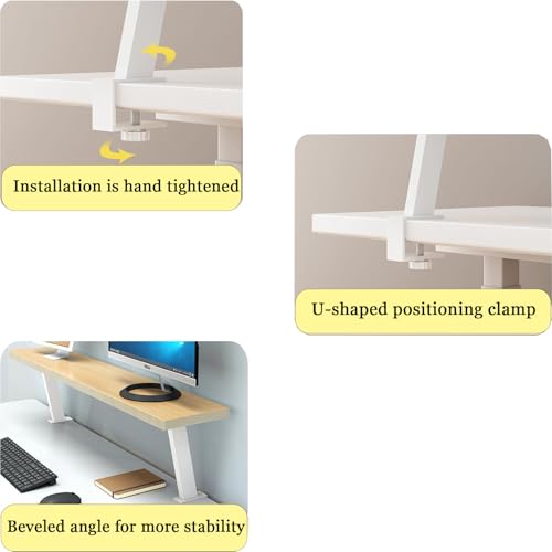 24x7.8 in Clamp on Desk Shelf, Adjustable Floating Desks Shelf Space Saving Desktop Extender Storage Organizer for Office, Dorm, Home Desk Organization, White - size: 24x8in