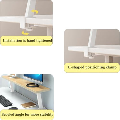 24x7.8 in Clamp on Desk Shelf, Adjustable Floating Desks Shelf Space Saving Desktop Extender Storage Organizer for Office, Dorm, Home Desk Organization, White - size: 24x8in