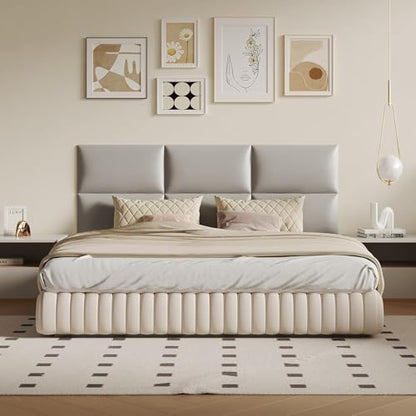 Wall-Mounted Upholstered Headboard Panels, 24x12 Inches, Light Grey Imitation Leather, Pack of 6 – DIY Soundproof Accent Wall Panels, Anti-Collision Padding, Easy to Clean, Modern Bedroom Décor - color: Leather-light Gray