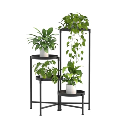 aboxoo 4 Tier Metal Plant Stand Modern NEW, Indoor Outdoor Multi-Tiered Plant Stand Display Tray, Flower Pot Stand for Indoor Home Outdoor Patio Balcony Yard - size: 4 Tier