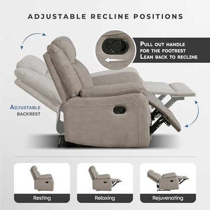 Lexicon Polished Microfiber Wall Hugger Manual Double Reclining Sofa, Dove | 86"W Upholstered 3 Seater Manual Sofa Recliner for Living Room/Apartment, Tool Free Assembly - color: Dove, size: Reclining Sofa