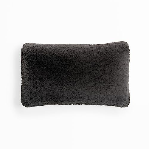UnHide Squish Lumbar Pillow, Extra Soft Faux Fur Rectangular Shaped Pillow | 100% Polyester Fill, Machine Washable, Perfect for Living Room, Bedroom, or Guest Room, 10" x 18", Charcoal Charlie - color: Charcoal Charlie, size: 10" x 18"