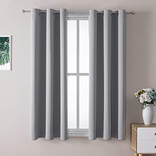 ChrisDowa Blackout Curtains for Bedroom and Living Room 50 Inches Long | 2 Panels Set, Thermal Insulated, Light Blocking, Room Darkening, Grommet, Window Drapes, Light Grey, 29 x 50 Inch - color: Light Grey, size: 29"W x 50"L (Pack of 2)