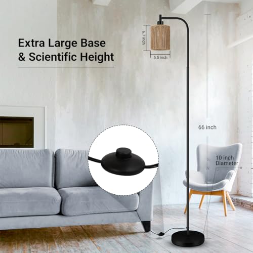 Industrial Floor Lamp, Standing Lamp with Lampshade, 6W LED Bulb Included, Modern Floor Lamp with Foot Switch, Bright LED Lamp for Living Room and Bedroom, Office - color: Black-W