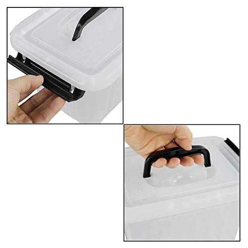 Small Plastic Storage Box, 6-Pack 3 Liter Storage Bins with Lid | Clear Organizer Containers for Pantry, Closet, Office, Crafts, Lightweight, Easy-Clean - size: 3 L