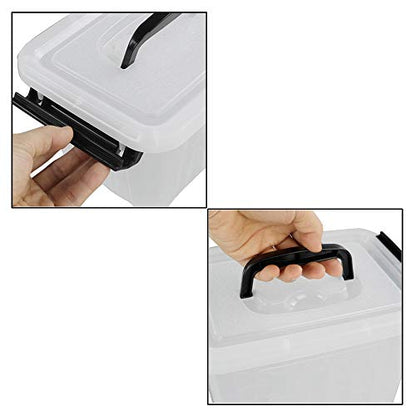 Small Plastic Storage Box, 6-Pack 3 Liter Storage Bins with Lid | Clear Organizer Containers for Pantry, Closet, Office, Crafts, Lightweight, Easy-Clean - size: 3 L