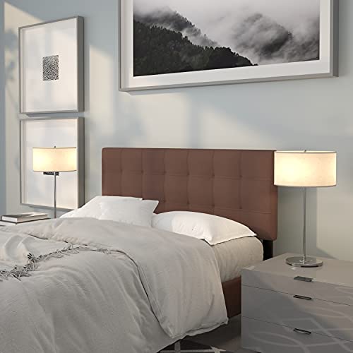 EMMA + OLIVER Dark Brown Full Quilted Tufted Headboard | Adjustable Bed Rail Slots, Fabric Upholstered - color: Dark Brown, size: Full