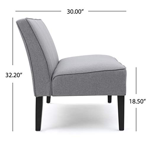 50" Grey Small Loveseat Sofa | Comfy Mini Fabric Sofa Couch for Small Spaces, 2 Seater Armless Sofa with Solid Wood Legs for Living Room, Dorm, Office - color: Grey
