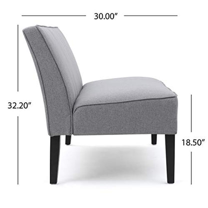 50" Grey Small Loveseat Sofa | Comfy Mini Fabric Sofa Couch for Small Spaces, 2 Seater Armless Sofa with Solid Wood Legs for Living Room, Dorm, Office - color: Grey