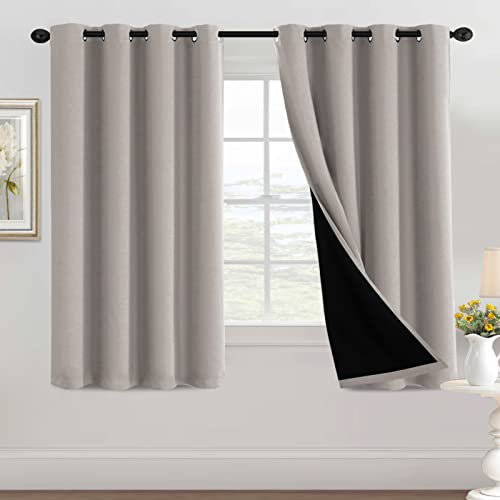 H.VERSAILTEX 100% Blackout Curtains Thermal Insulated Grommet Curtains for Living Room Energy Efficiency Window Drapes for Bedroom with Black Liners (1 Panel, 52x63 inch, Warm Taupe) - color: Blackout Warm Taupe, size: 52"W x 63"L (Pack of 1)