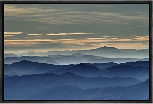 SIGNWIN Framed Canvas Wall Art Soft Blue Cloudscape in Mountain and Valley Landscape Wilderness Photography Modern Art Contemporary Scenic Dramatic for Living Room, Bedroom, Office - 16"x24" Black - color: B10-2103-spl15, size: 24"L x 16"W