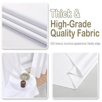 Pure White Blackout Curtains for Bedroom 90 Inch Length 2 Panels, Solid Thermal Insulated Soft Fabric Privacy Curtains, Modern Window Treatments Dual Rod Pocket Drapes, 2x40Wx90L Inches - color: Pure White, size: 40"W x 90"L (Pack of 2)