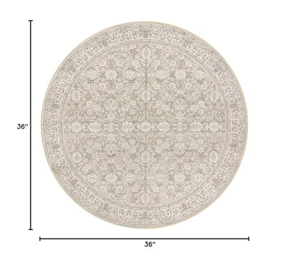 SIILOOM Washable 3ft Circle Round Rug, 3x3 Non-Slip Soft Circular Area Rugs | Cream/Beige/Yellow/White Spill & Stain Resistant Carpet for Living Room Dining RoomUnder Table - color: Cream/Beige/Yellow/White/Grey, size: 3' (Round)