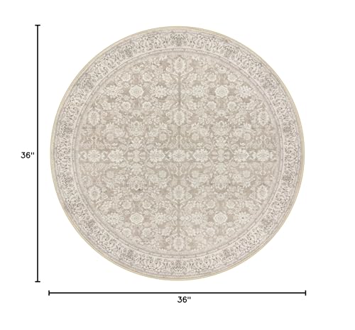 SIILOOM Washable 3ft Circle Round Rug, 3x3 Non-Slip Soft Circular Area Rugs | Cream/Beige/Yellow/White Spill & Stain Resistant Carpet for Living Room Dining RoomUnder Table - color: Cream/Beige/Yellow/White/Grey, size: 3' (Round)