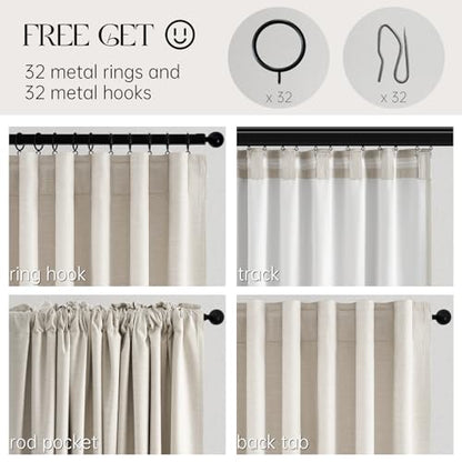 Topfinel 100 Inch Long Black Out Custom Drapery Panels, Cream White Blackout Off-White Curtains, Nursery Kids Heat Blocking Sound Block Tab Top Rod Pocket Curtains for Patio Bay Window Winter - color: Birch, size: 52"W x 100"L (Pack of 2)